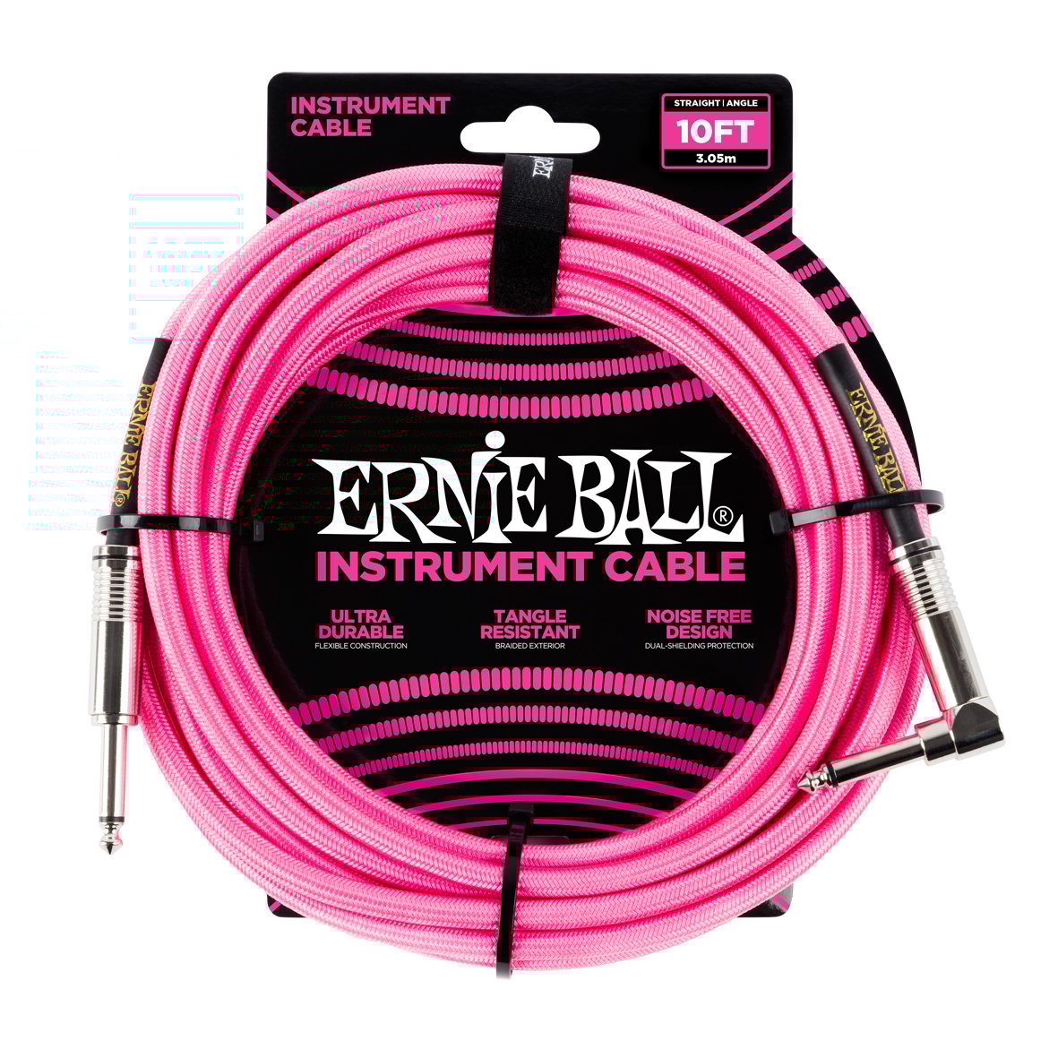 Ernie Ball 10 Braided Strt Angl Inst Cable Neon