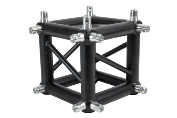 T3Bcbk - Trussing 290Mm Box Truss Cube - Half Spigots On 3 Sides - Black