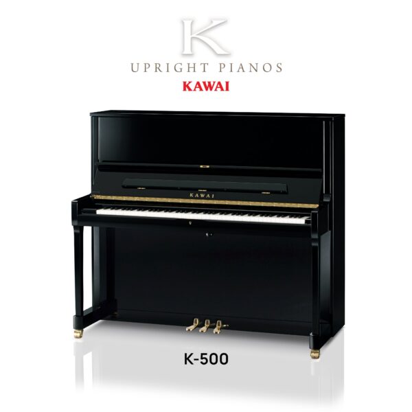 Kawai K500 130cm Upright Piano - Ebony Polish