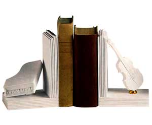 Bookends Crushed Marble Violin/Piano Pair