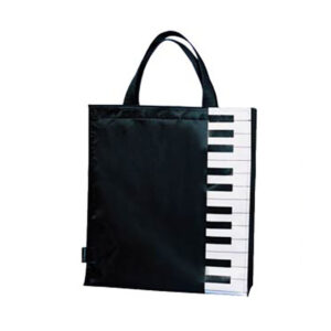 Music Carry Bag Tall Black W/Piano Keys