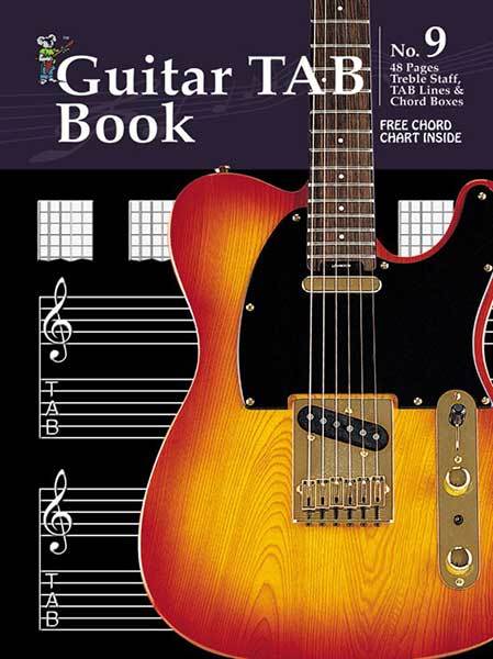 Progressive Manuscript Book 9 Guitar Tab. 48-PAGES/TREBLE Staff/Tab Lines /Chord Boxes
