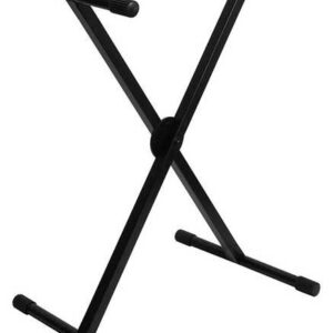 On Stage Pro Heavy Duty Single X-Braced Ergo-Lok Keyboard Stand In Black/White Packaging