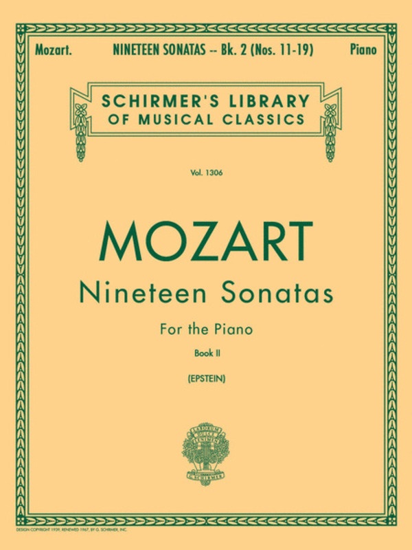 Mozart - 19 Sonatas Bk 2 Piano Ed Epstein