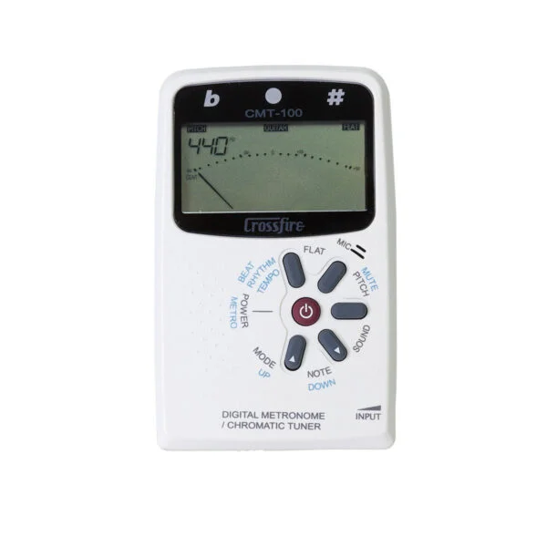 Tuner & Metronome for Use with Guitar & Bass - White