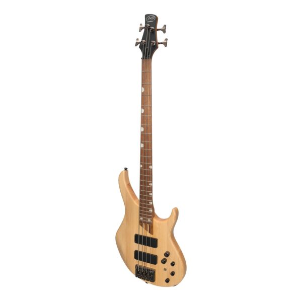 4 String Bass Gtr - Solid Ash Body - Canadian Maple/Bubinga Neck - 24 Fret Tech Wood F/B - 2 X Active H/Bucker Pickups - Blk Brass H/Ware - Nat Satin