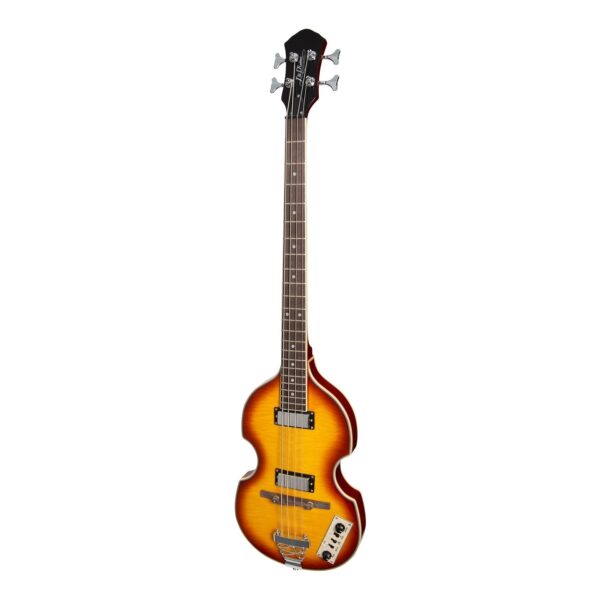 Beetle Bass 4 String Bass Guitar Semi Hollow Maple BODY-22 Fret R/Wood F/B With Canadian Hard Maple Set Neck-H/H P/Ups-Trapeze Tailpiece-Honeyburst