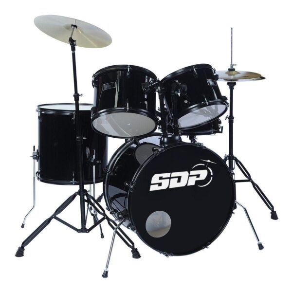 Drum Kit 5 Pce Consists Of: 22 Bass Drum 12 & 13 Tt 16 Ft 12 Snare 14 Hihats 16 Crash/Ride Bass Drum Pedal Hardware Sticks And Drum Stool - Black Fini