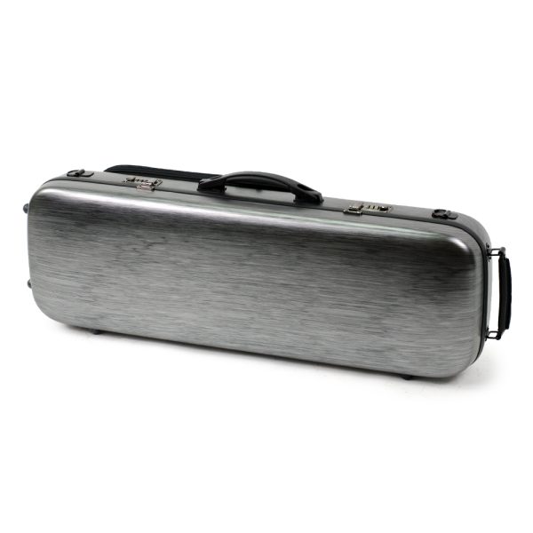 Hq Pc Oblong Violin Case Brushed Silver & Black
