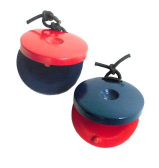Finger Castanets Wooden Red & Blue Pr