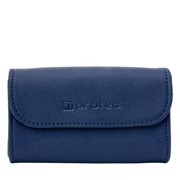 Protec French Horn 4PC Mouthpiece Pouch Leatherette -Navy Blue